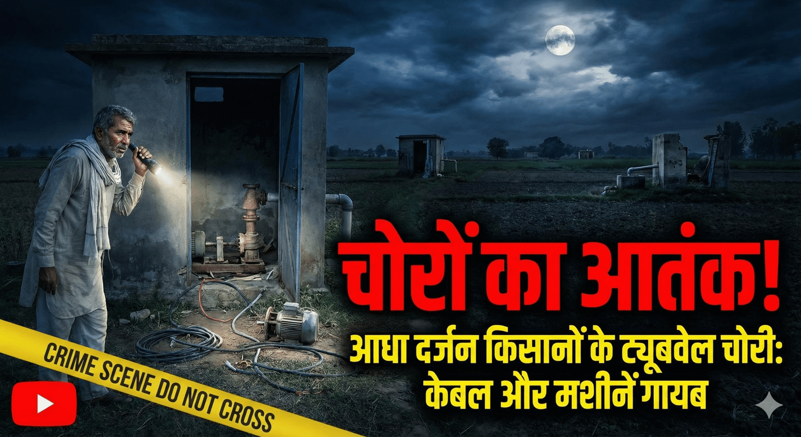 चोरों ने मचाया आतंक, आधा दर्जन किसानों के ट्यूबवेल को बनाया निशाना; केबल और मशीनें चोरी ।
