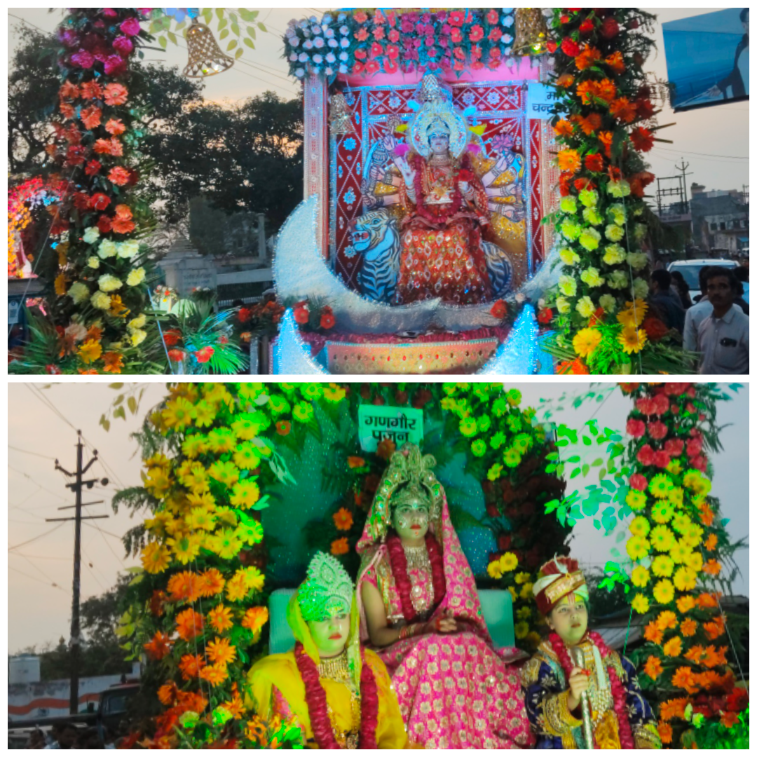 नवरात्रि के तृतीय दिवस पर मां चंद्रघंटा की भव्य झांकियां, झांकियों ने मोहा जन-जन का मन।
