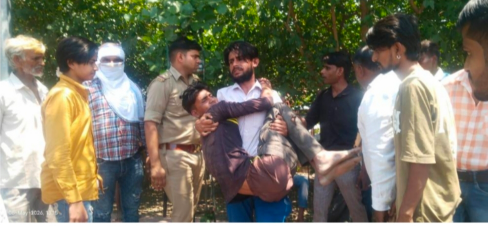 बाइक फिसलने से तीन लोग घायल, राहगीर भी आया चपेट में