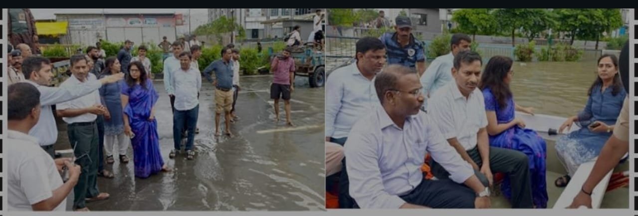 गुजरात प्रदेश सुरत शहर में बाढ़ का जायजा लेने पहुंचे अपर सचिव++++++