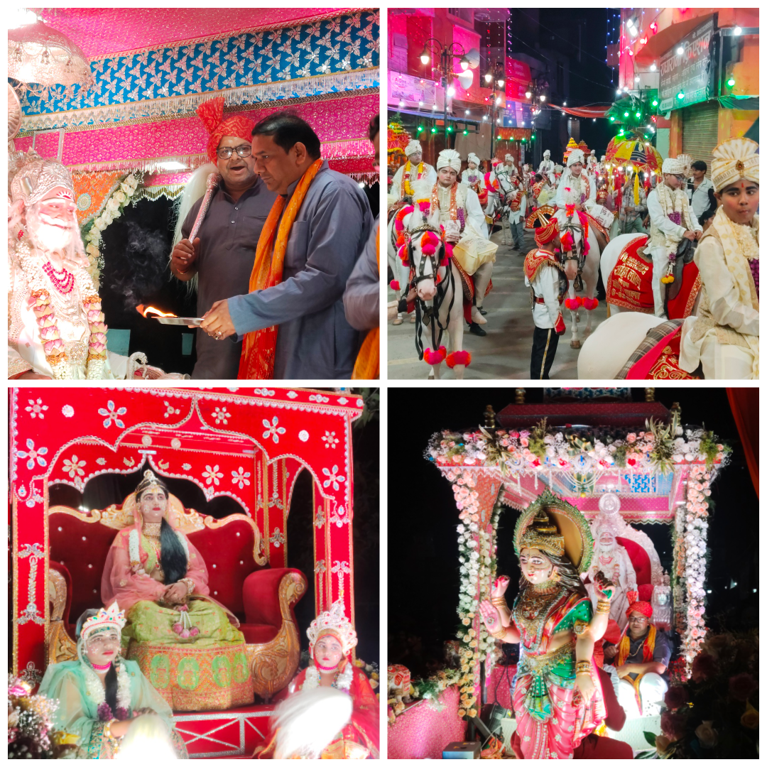 पुष्पवर्षा और जयकारों के बीच निकली महाराजा अग्रसेन की भव्य शोभायात्रा, दर्शन को उमड़ी भीड़।
